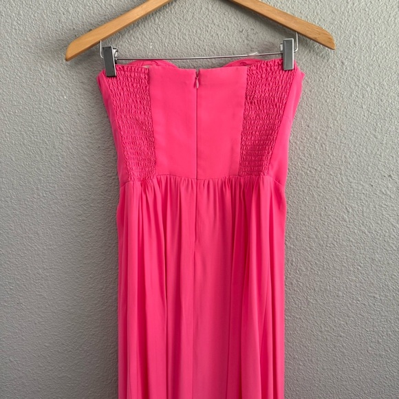 Amanda Uprichard Silk Strapless Maxi Dress Size Medium Hot Pink EUC - Picture 6 of 7